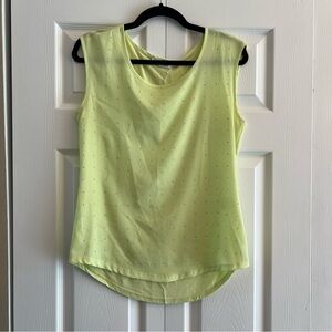 Calvin Klein Lime Green Sleeveless Top with Rhinestone Detail Size Small